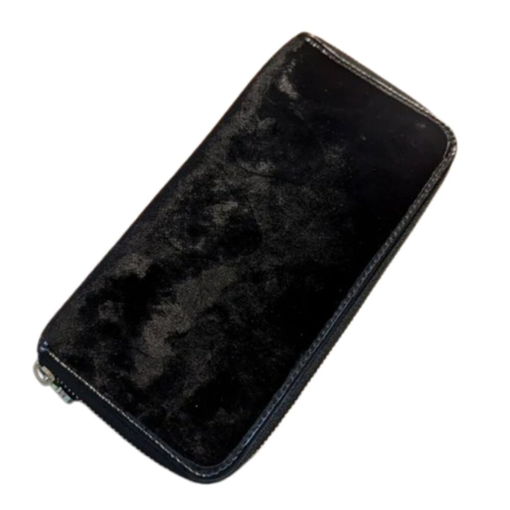 Moschino Black Velvet Zip-Around Accordion Wallet CLOSING CLOSET SALE